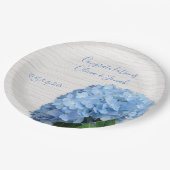 Blue Heaven Floral Wood Wedding Personalized Papieren Bordje (Gekanteld)