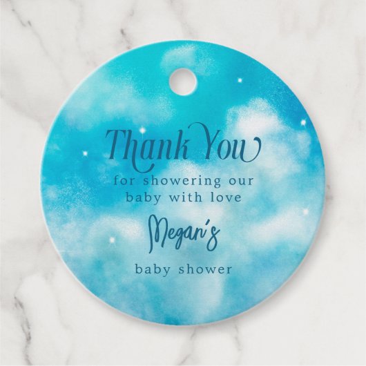 Blue Heaven heeft Baby shower gestuurd Bedankjes Labels (Voorkant)