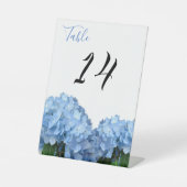 Blue Heaven Hydrangea Flowers Wedingnummer Reclamebord Met Voetstuk (Voorkant)