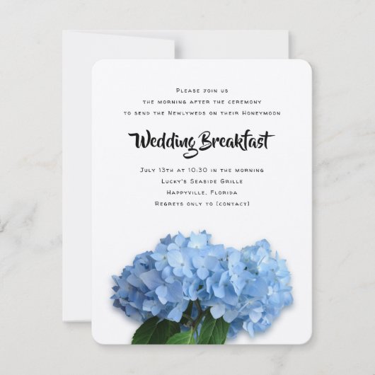 Blue Heaven Hydrangea Wedding Breakfast Kaart (Voorkant)