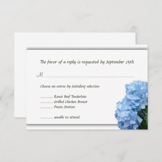 Blue Heaven Hydrangea Wedding RSVP Kaarten (Voorkant / Achterkant)