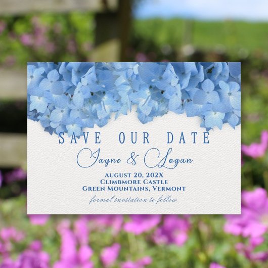 Blue Heaven Modern Floral Save The Date Kaart