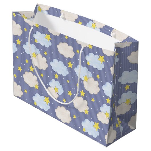  Blue Heavenly Stars And Clouds  Groot Cadeauzakje (Achterkant Gekanteld)
