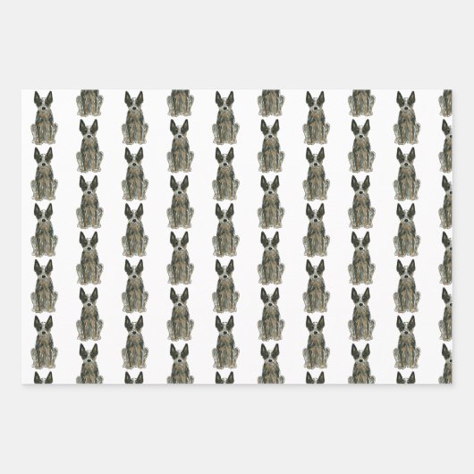 Blue Heeler ACD Cattle Dog Waterverf Art Inpakpapier Vel (Voorkant 2)