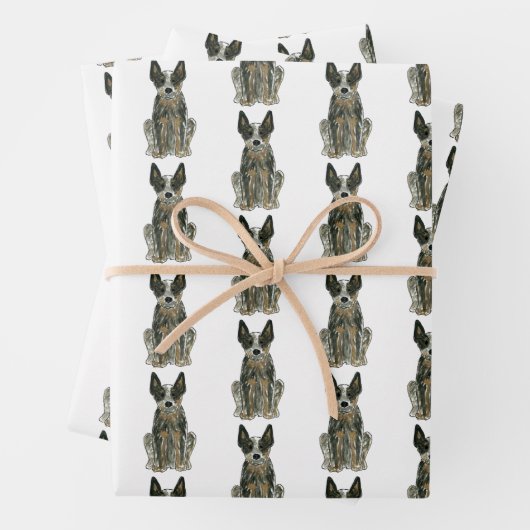 Blue Heeler ACD Cattle Dog Waterverf Art Inpakpapier Vel (In situ)