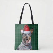 Blue Heeler Cattl Christmas Dog Seasonal Plaid Tote Bag (Voorkant)
