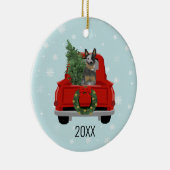 Blue Heeler Cattle Dog Red Truck Keramisch Ornament (Rechts)
