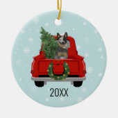 Blue Heeler Cattle Dog Red Truck Keramisch Ornament (Voorkant)