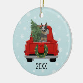 Blue Heeler Cattle Dog Red Truck Keramisch Ornament (Links)