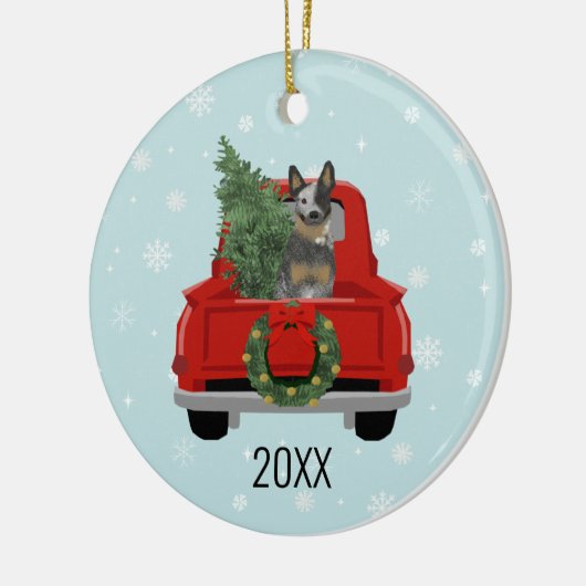 Blue Heeler Cattle Dog Red Truck Keramisch Ornament (Links)