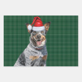 Blue Heeler Christmas Dog Green Plaid Inpakpapier Vel (Voorkant 3)