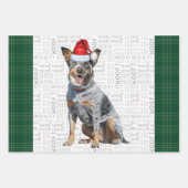 Blue Heeler Christmas Dog Green Plaid Inpakpapier Vel (Voorkant)