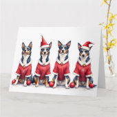 Blue Heeler Christmas Dress Santa Hat Kaart (Gele Bloem)