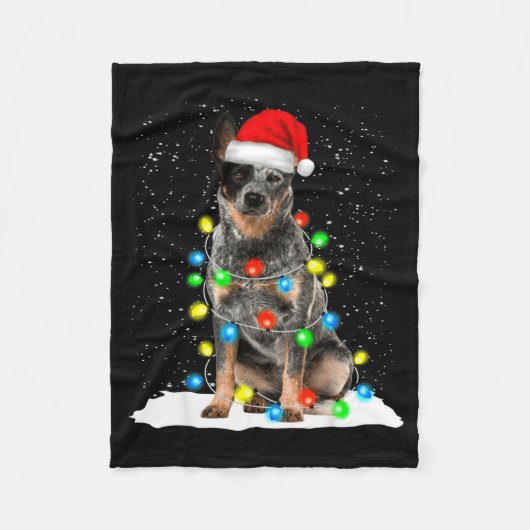 Blue Heeler Christmas Light Funny Gift For Dog Lov Fleece Deken (Voorkant)