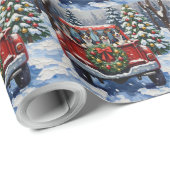 Blue Heeler Christmas Red Truck Holiday Cadeaupapier (Rol Hoek)