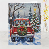 Blue Heeler Christmas Red Truck Holiday Kaart (Gele Bloem)