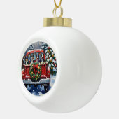 Blue Heeler Christmas Red Truck Holiday Keramische Bal Ornament (Rechts)