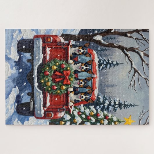 Blue Heeler Christmas Red Truck Holiday Legpuzzel (Horizontaal)