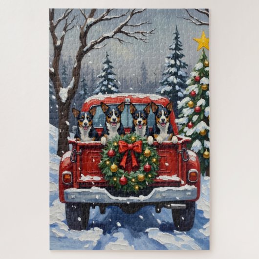 Blue Heeler Christmas Red Truck Holiday Legpuzzel (Verticaal)