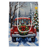 Blue Heeler Christmas Red Truck Holiday Medium Cadeauzakje (Achterkant)