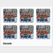 Blue Heeler Christmas Red Truck Holiday Vierkante Sticker (Vel)