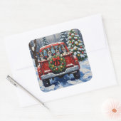 Blue Heeler Christmas Red Truck Holiday Vierkante Sticker (Envelop)