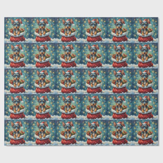 Blue Heeler Christmas Santa Bag Adventure Cadeaupapier (Vlak)