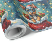 Blue Heeler Christmas Santa Bag Adventure Cadeaupapier (Rol Hoek)