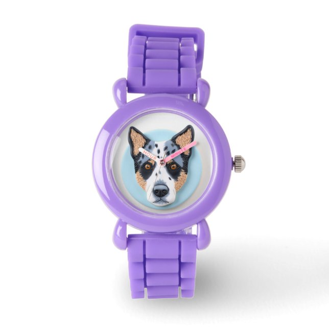 Blue Heeler Dog 3D geïnspireerd Horloge (Voorkant)