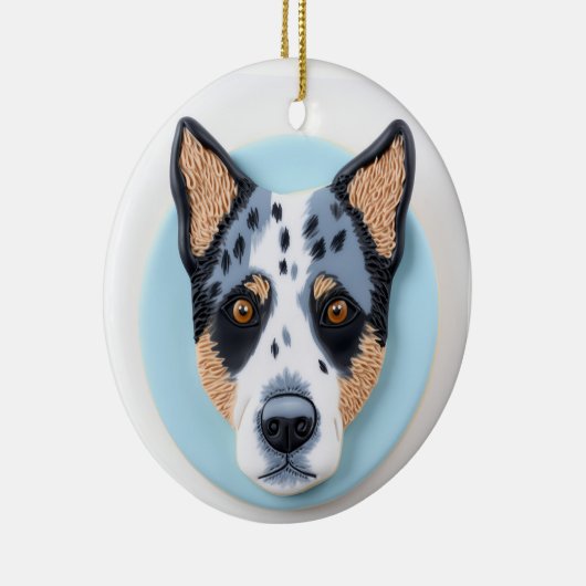 Blue Heeler Dog 3D geïnspireerd Keramisch Ornament (Rechts)