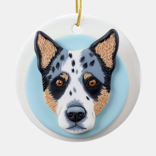 Blue Heeler Dog 3D geïnspireerd Keramisch Ornament (Voorkant)