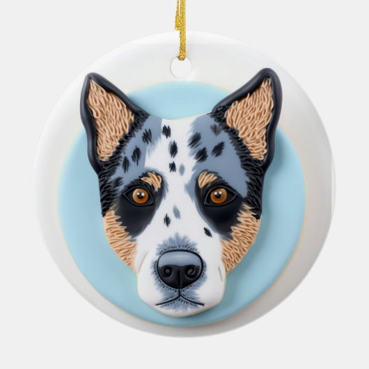 Blue Heeler Dog 3D geïnspireerd Keramisch Ornament (Achterkant)
