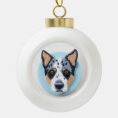 Blue Heeler Dog 3D geïnspireerd Keramische Bal Ornament (Voorkant)