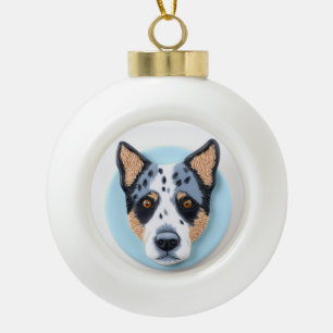 Blue Heeler Dog 3D geïnspireerd Keramische Bal Ornament