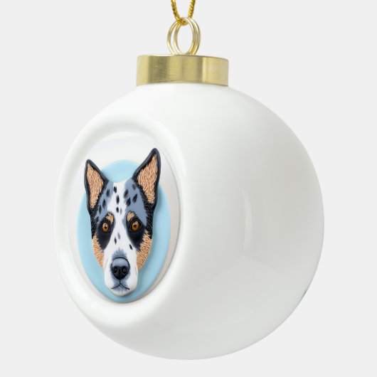 Blue Heeler Dog 3D geïnspireerd Keramische Bal Ornament (Rechts)