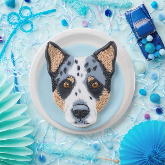 Blue Heeler Dog 3D geïnspireerd Papieren Bordje (Feest)