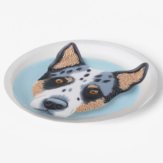 Blue Heeler Dog 3D geïnspireerd Papieren Bordje (Gekanteld)