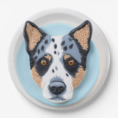 Blue Heeler Dog 3D geïnspireerd Papieren Bordje (Voorkant)