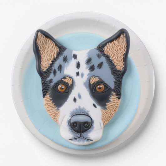 Blue Heeler Dog 3D geïnspireerd Papieren Bordje (Voorkant)