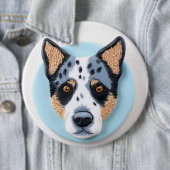 Blue Heeler Dog 3D geïnspireerd Ronde Button 6,0 Cm (In situ)