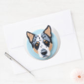 Blue Heeler Dog 3D geïnspireerd Ronde Sticker (Envelop)