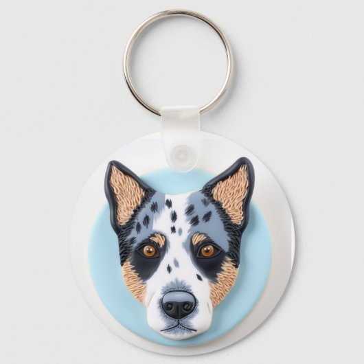 Blue Heeler Dog 3D geïnspireerd Sleutelhanger (Voorkant)