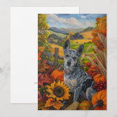 Blue Heeler Dog Autumn Harvest Thanksgiving Feestdagenkaart (Voorkant / Achterkant)