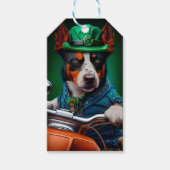 Blue Heeler Dog Driving Bike St. Patrick's Day Cadeaulabel (Voorkant)