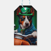 Blue Heeler Dog Driving Bike St. Patrick's Day Cadeaulabel (Achterkant)