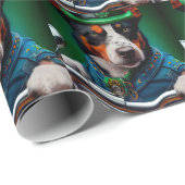 Blue Heeler Dog Driving Bike St. Patrick's Day Cadeaupapier (Rol Hoek)