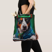 Blue Heeler Dog Driving Bike St. Patrick's Day Tote Bag (Dichtbij)
