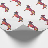 Blue Heeler Dog Geometric Pattern Silhouette Multi Cadeaupapier (Hoek)