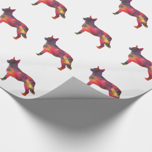 Blue Heeler Dog Geometric Pattern Silhouette Multi Cadeaupapier