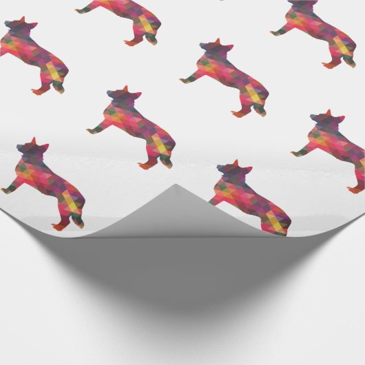 Blue Heeler Dog Geometric Pattern Silhouette Multi Cadeaupapier (Hoek)